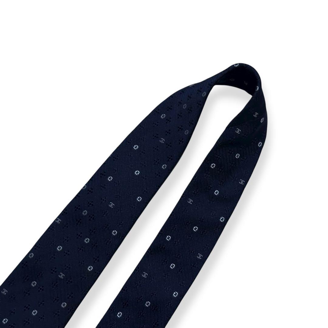良品✨CHANEL ネクタイ　シャネル ココマーク　ジャガード　ネイビー