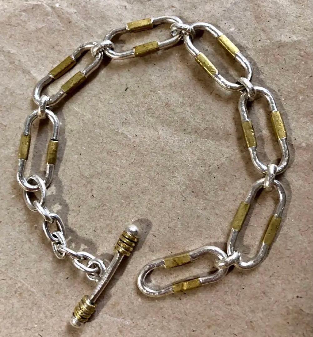 メキシコ製 vintage 925 ブラスコンビ リンクブレスレット
