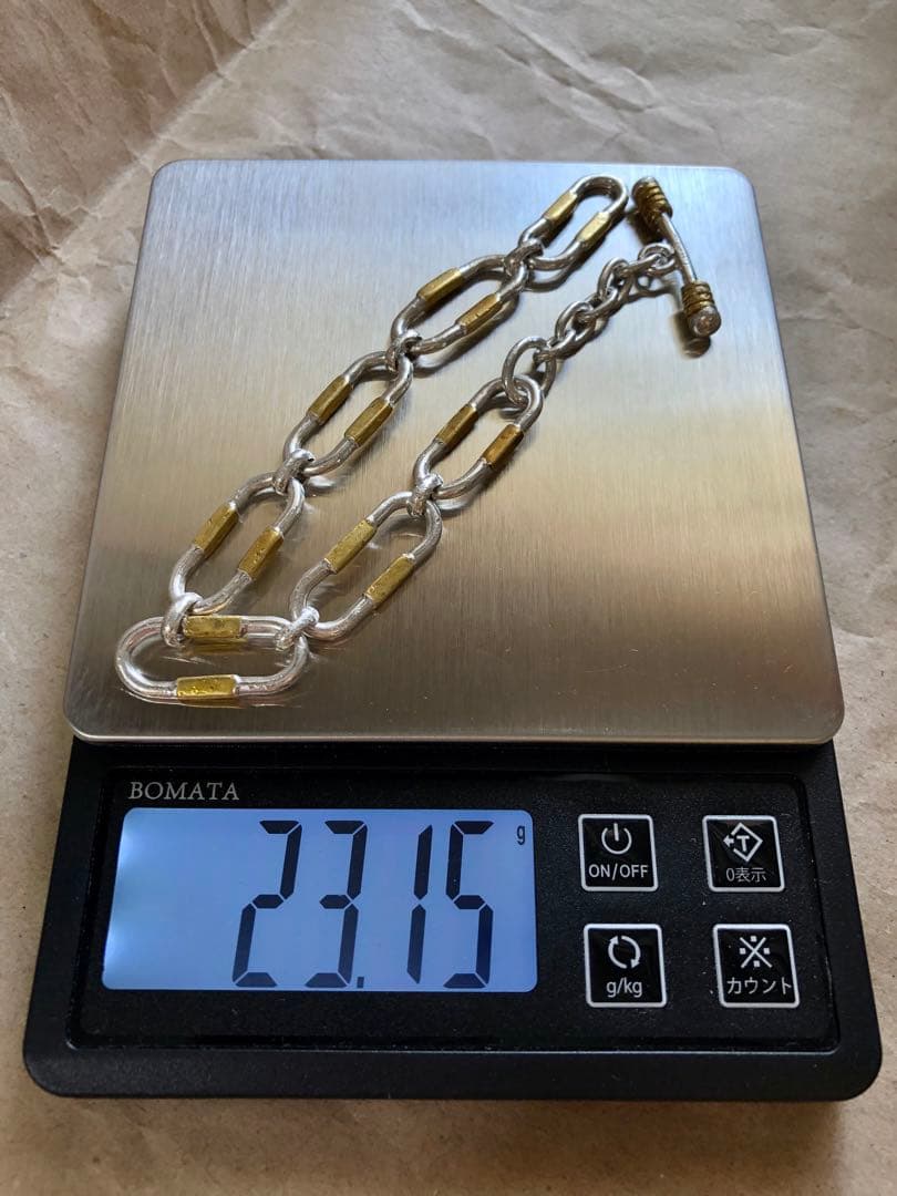 メキシコ製 vintage 925 ブラスコンビ リンクブレスレット