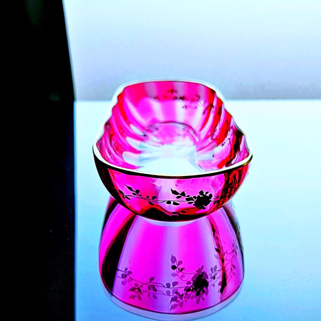 赤金彩オールドバカラ ルイ15世様式のアクセサリートレイ【19世紀後半】