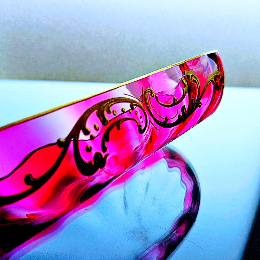 赤金彩オールドバカラ ルイ15世様式のアクセサリートレイ【19世紀後半】