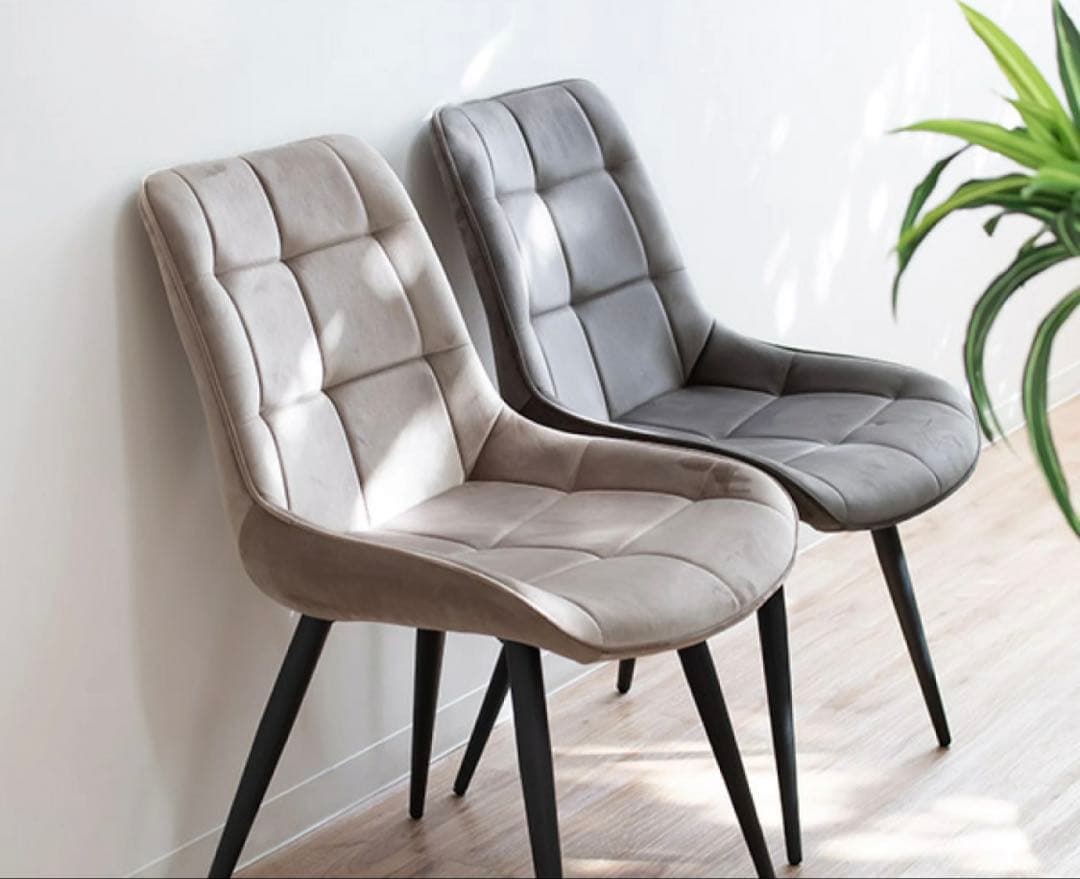 【新品】ベロア生地 スタイリッシュなダイニングチェア 1脚 シンプル モダン 軽