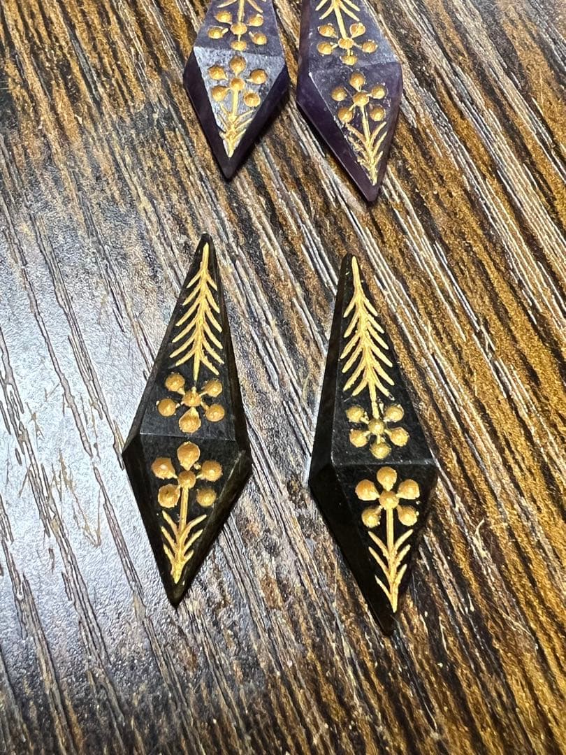 maumaumau❤️ ゴールドブラックオブシディアン　14kgfピアス