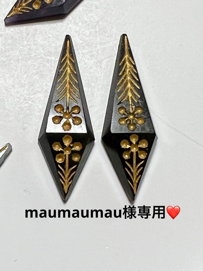 maumaumau❤️ ゴールドブラックオブシディアン　14kgfピアス