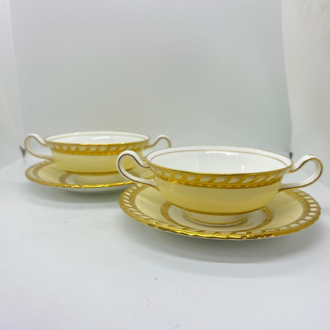 アンティーク ミントン ダブルハンドル カップ&ソーサー ゴールド ペア
