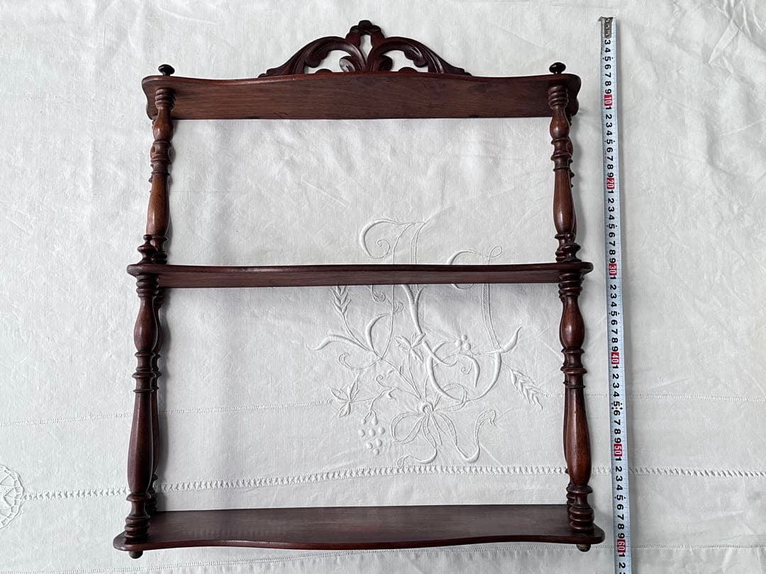 【美品】フランスアンティーク 1900年代 木製3段装飾エタジュール[3764]