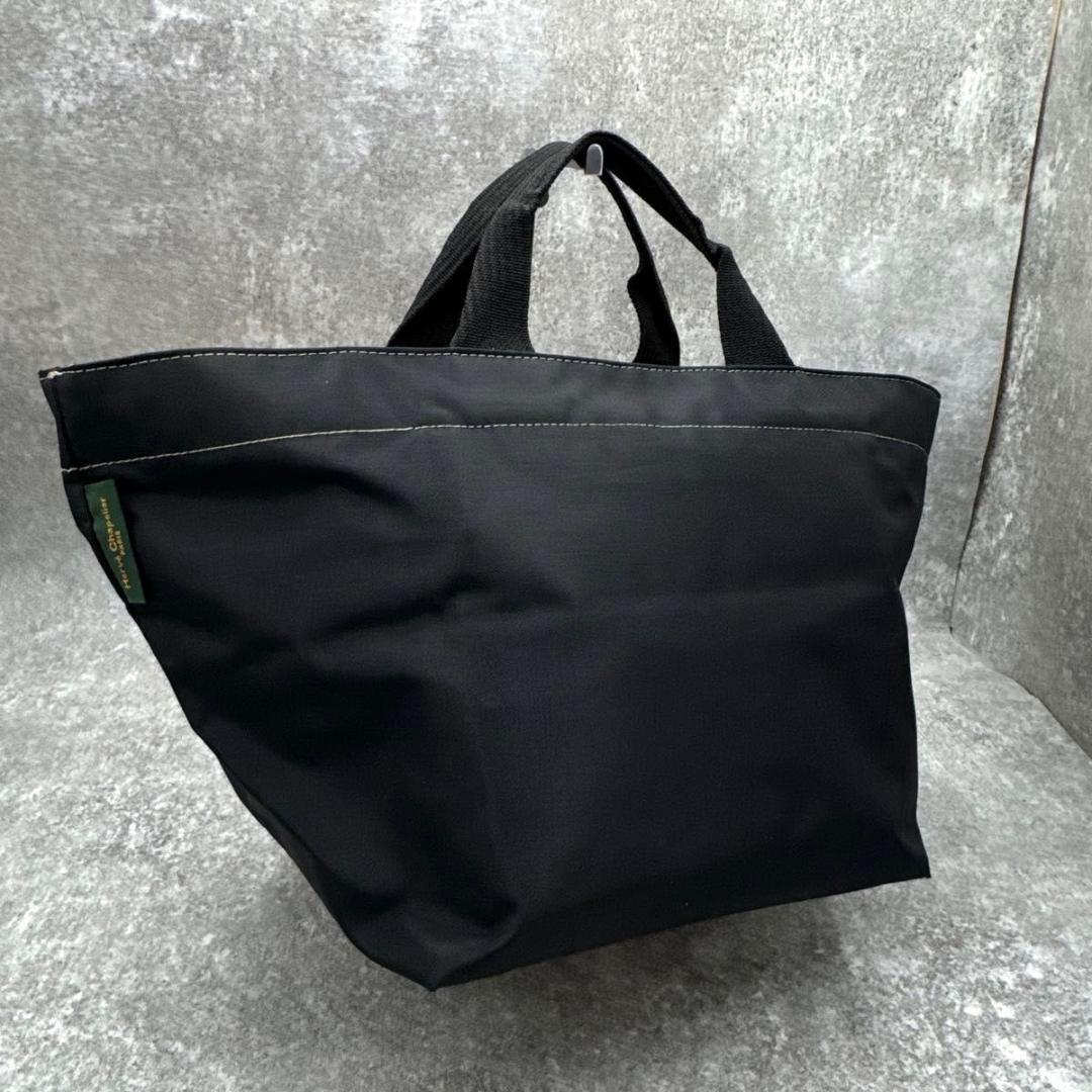 美品　エルベシャプリエ　Nライン　舟形トート　バイカラー　ブラック×ベージュ