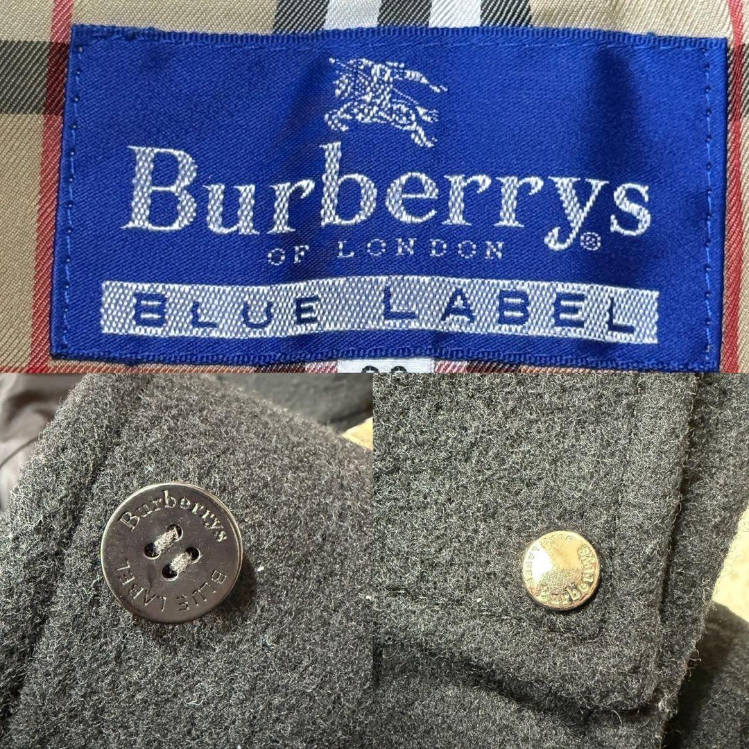 バーバリーブルーレーベル　ロングコート　フード　ノバチェック　サイズM