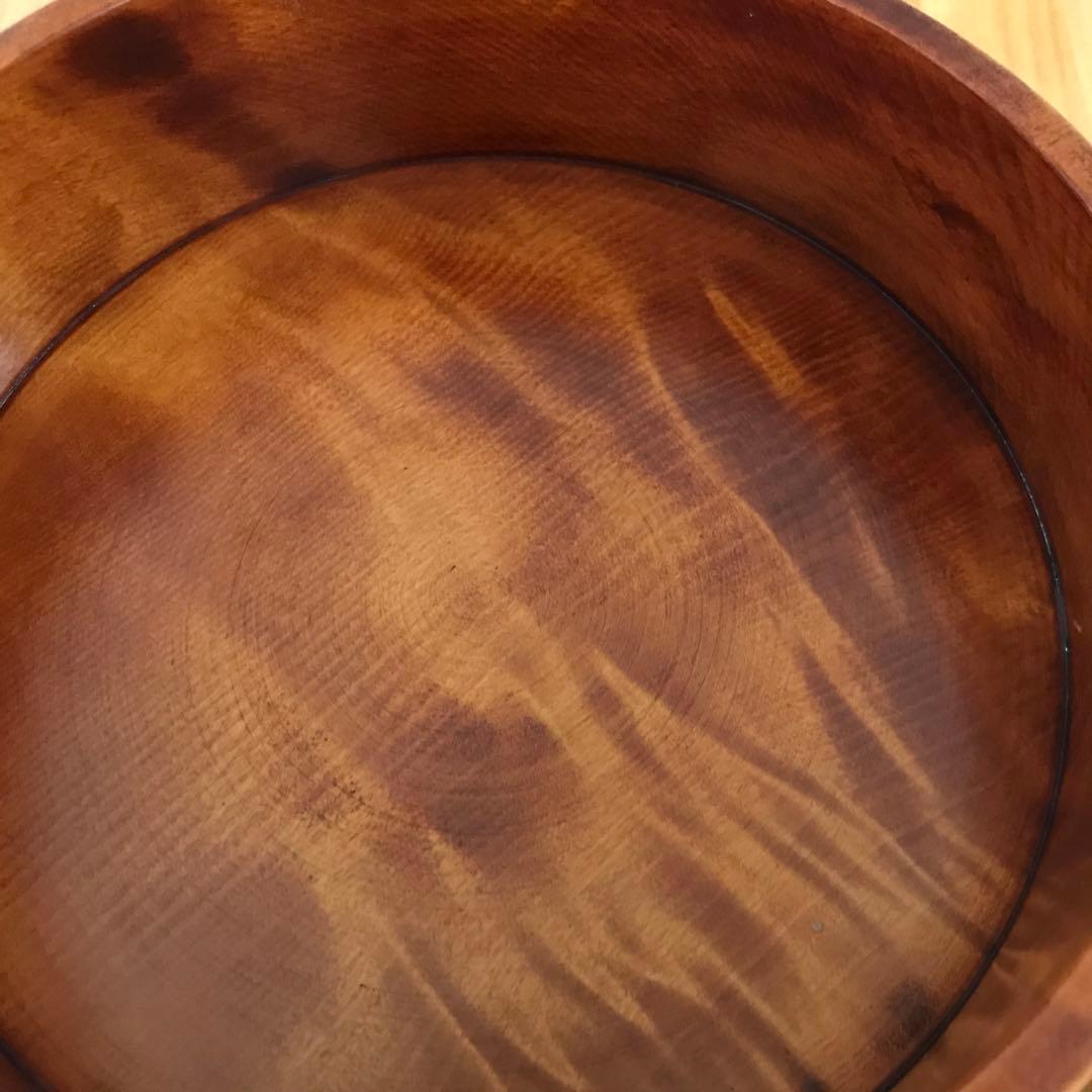 三段重箱　紅梅　彫刻色付き　天然木くり抜き