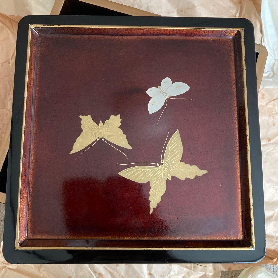 八寸重箱　漆　螺鈿　蒔絵　二段重　二個