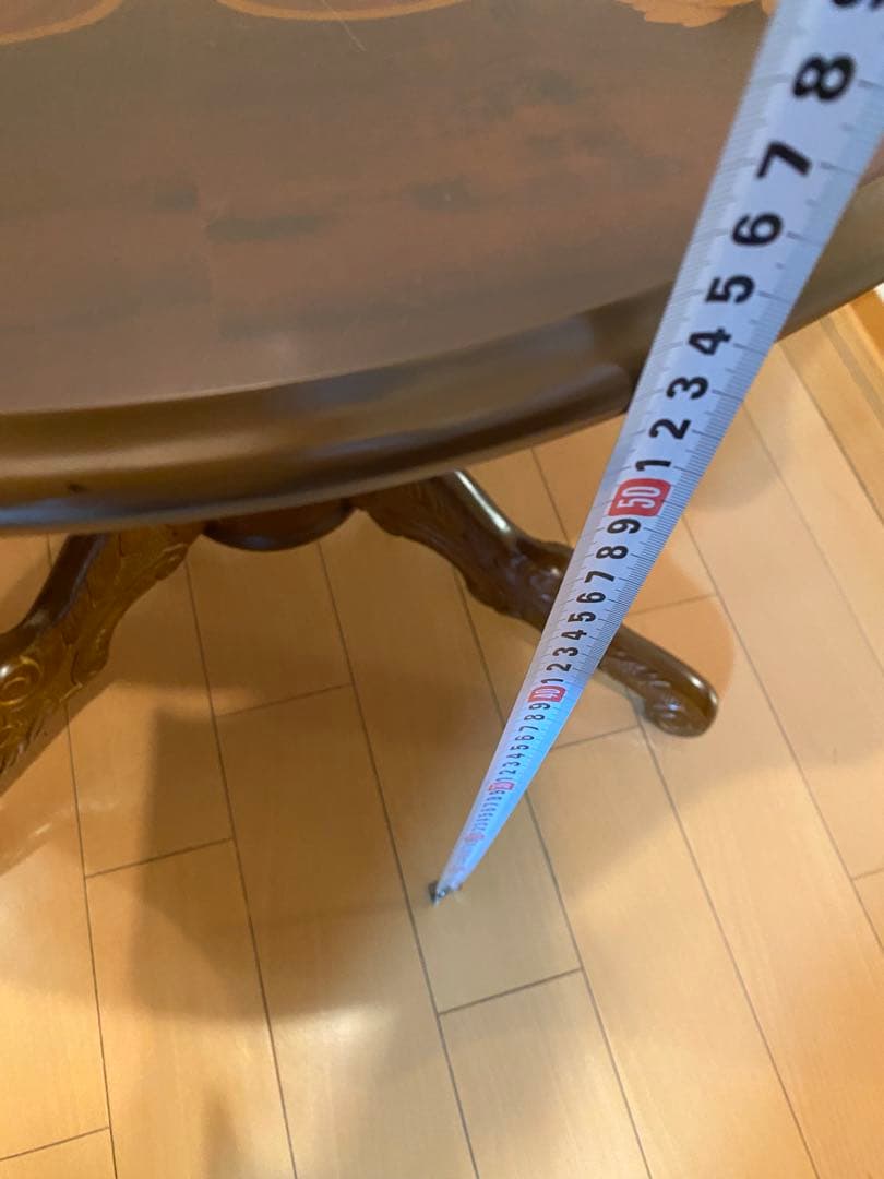 猫脚　象嵌イタリア製　木製テーブル　【注意】地域にては問い合わせ必須