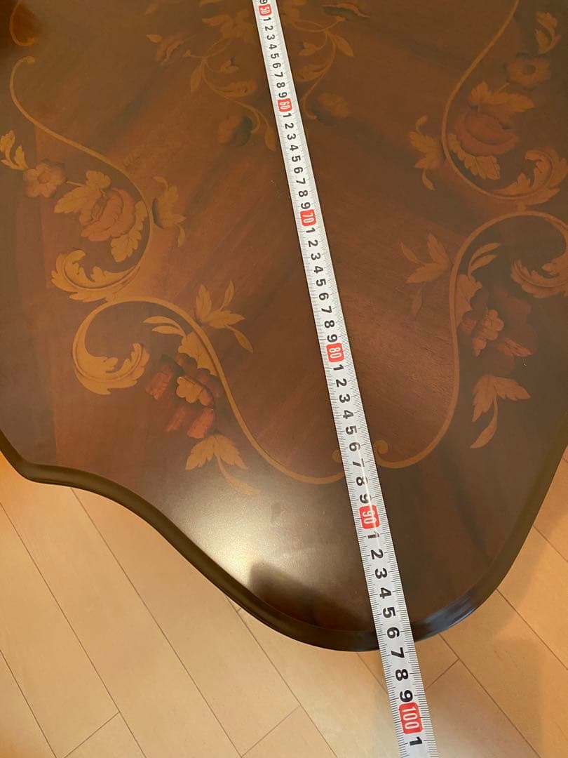 猫脚　象嵌イタリア製　木製テーブル　【注意】地域にては問い合わせ必須