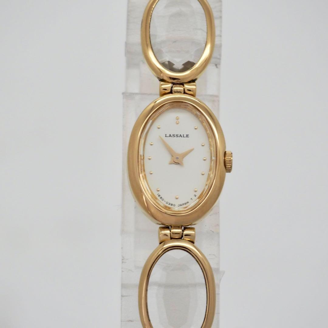 718【美品】SEIKO 時計　ラサール　ストーン　オーバル　ゴールド　希少