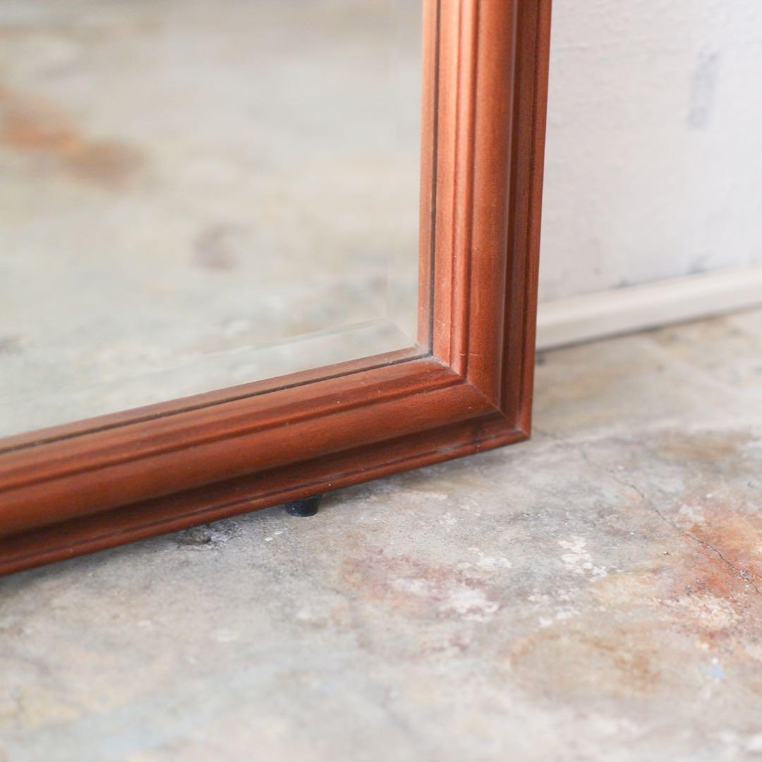 【送料込み】木製フレーム 全身姿見 スタンドミラー 面取り加工 44×151cm