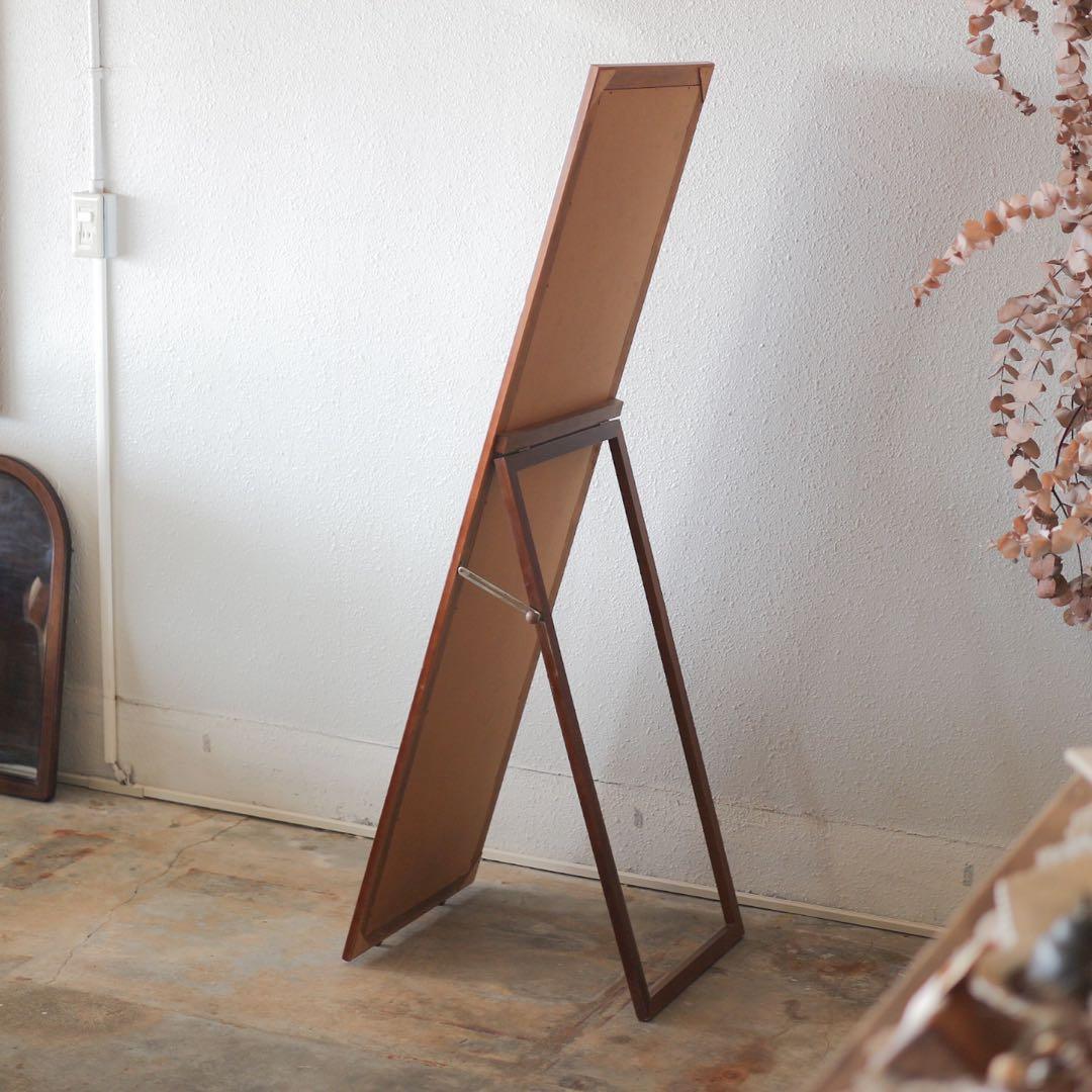 【送料込み】木製フレーム 全身姿見 スタンドミラー 面取り加工 44×151cm