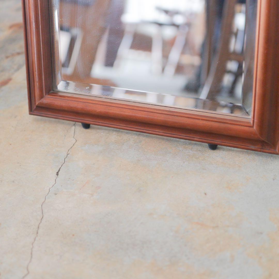 【送料込み】木製フレーム 全身姿見 スタンドミラー 面取り加工 44×151cm