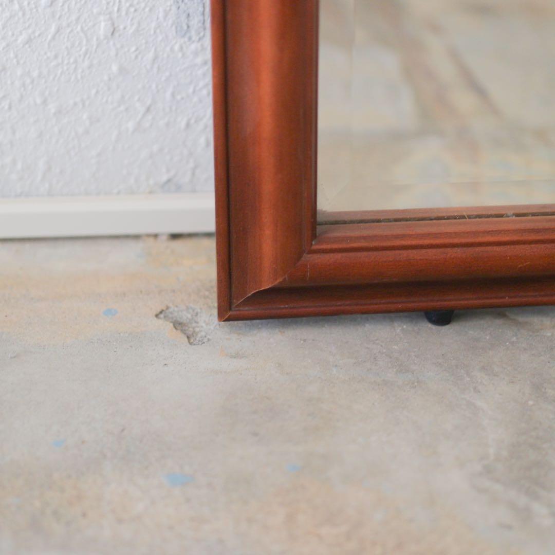 【送料込み】木製フレーム 全身姿見 スタンドミラー 面取り加工 44×151cm