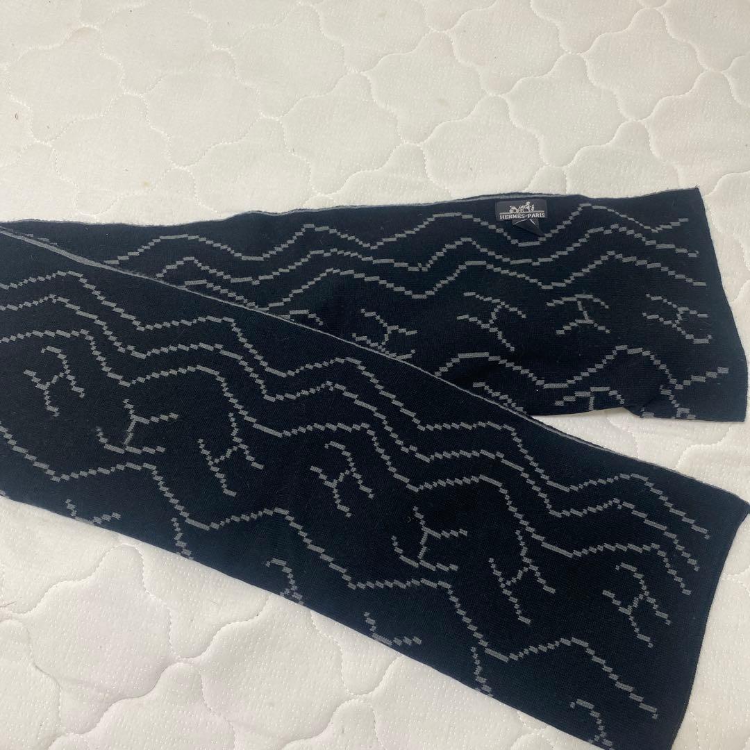 HERMES-PARIS 100%ウール マフラー
