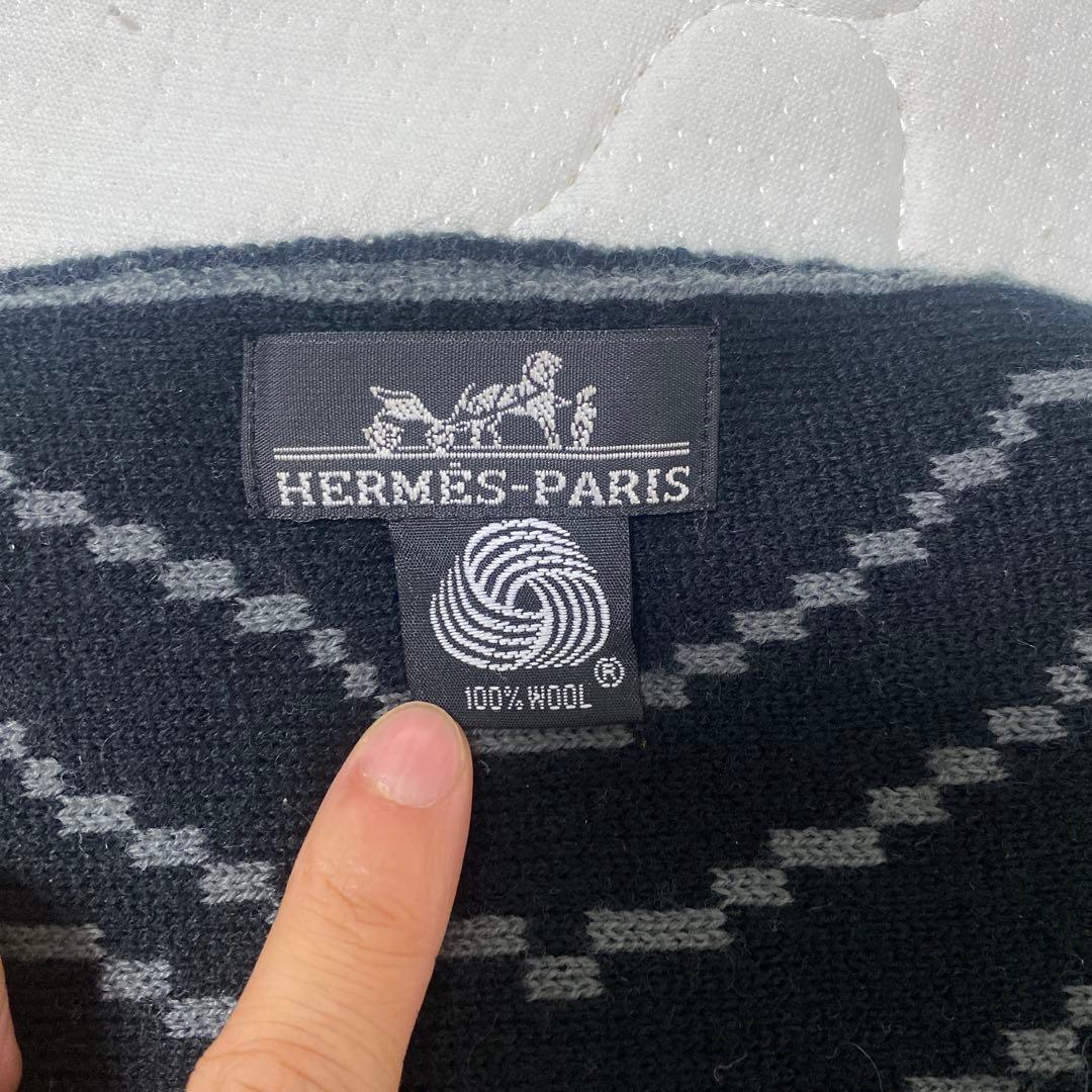HERMES-PARIS 100%ウール マフラー