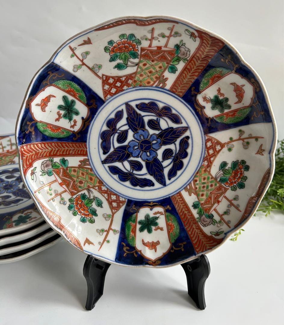 古伊万里 骨董 明治期 伊万里焼　花鳥文 皿　5枚セット