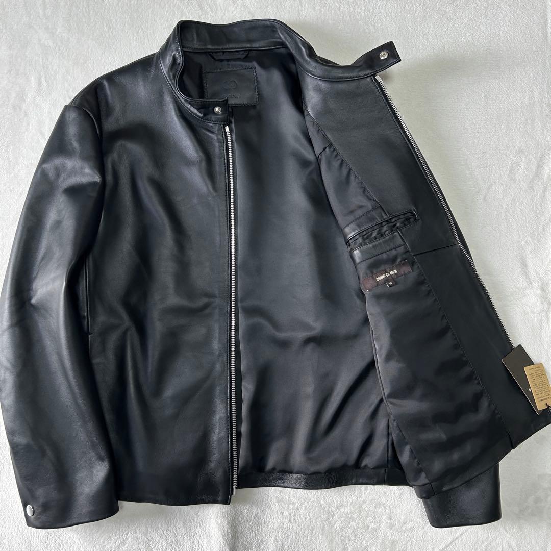 新品 未使用 25AWコムサメン ラムレザー シングルライダースジャケットM 黒