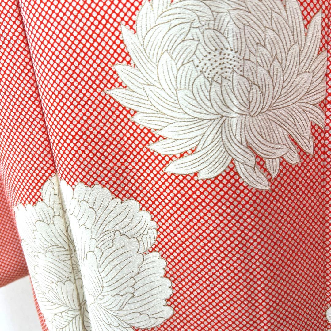 373 振袖フルセット 正絹 朱赤 橙オレンジ 金彩 手描き 小柄さん レトロ