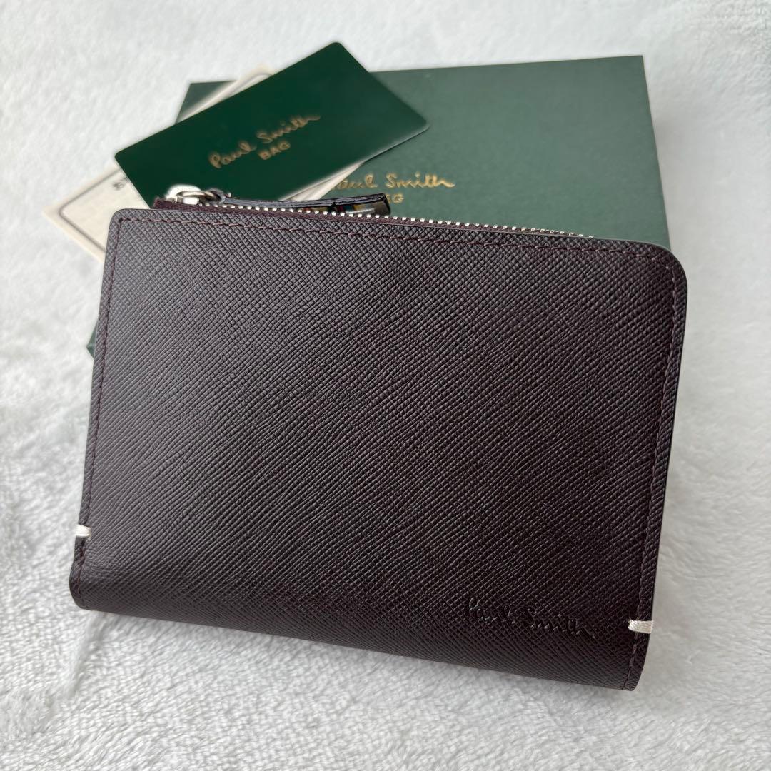 未使用保管品✨ポールスミス ジップストローグレイン 2つ折り財布　ブラウン