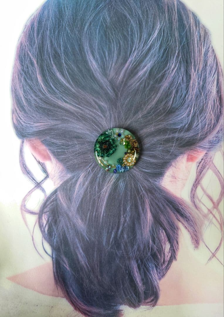 レジン　ドライフラワー　ヘアゴム　ブローチ　ポニーフック　No.240