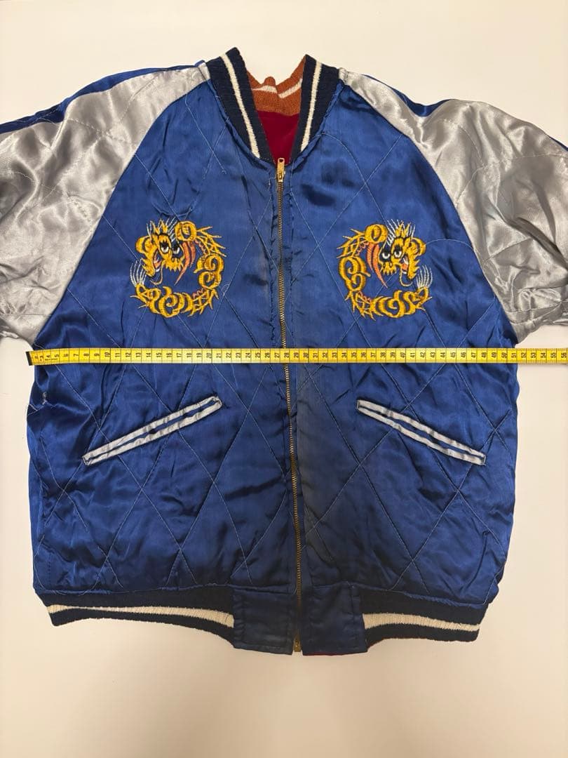 トシ　50s スカジャン 赤別珍/鷲　キルティング青/虎