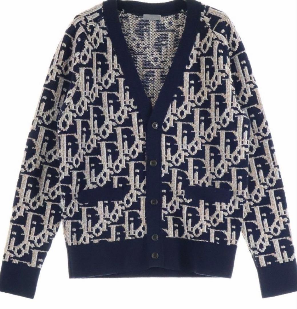 DIOR（ディオール） オブリーク総柄 ウール ニット カーディガン　Mサイズ