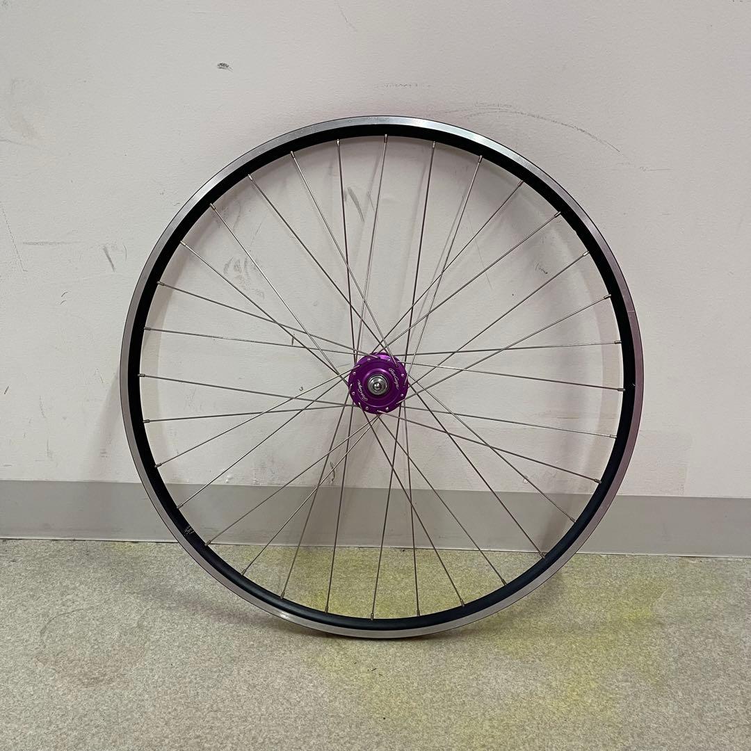 グランコンペ廃盤カラーハブ　手組みピストホイール(前輪) 700C