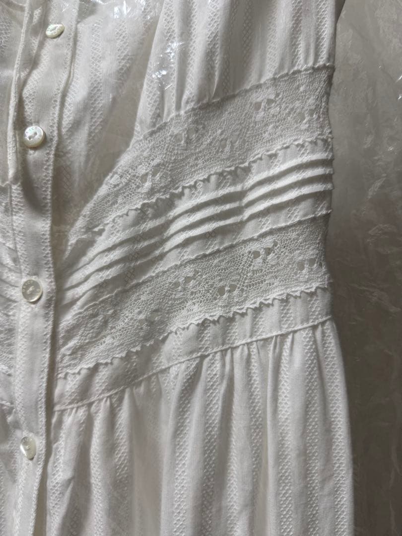 Deicy コットンレースストライプワンピース