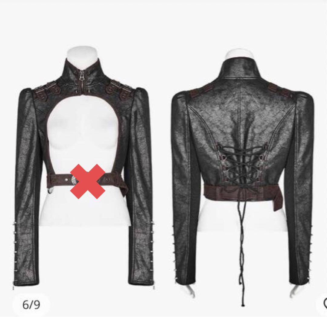 M*I様 パンクレイブ　スチームパンクバブルスリーブブラックショートコート