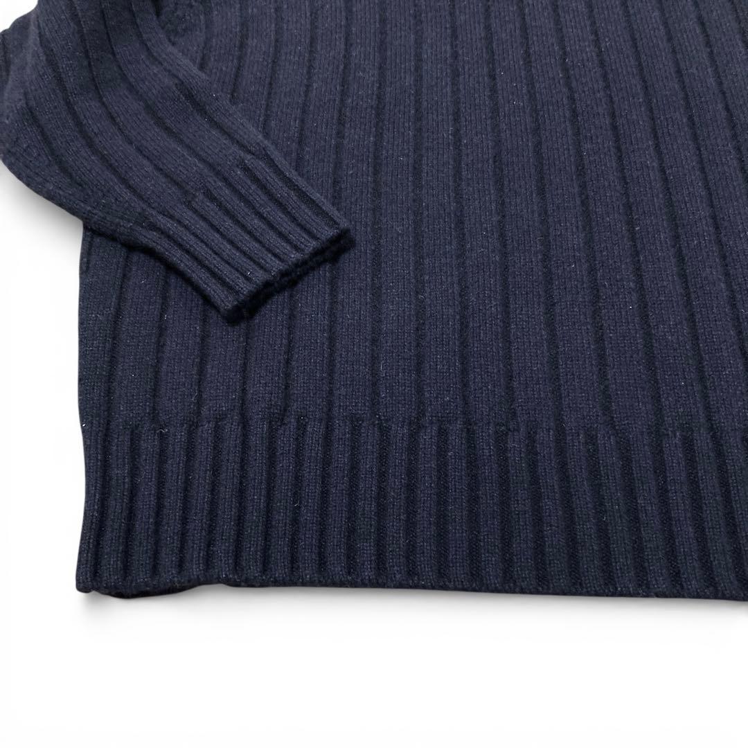 【定価9.8万】ebure カシミヤ100% リブタートルネックニット ネイビー
