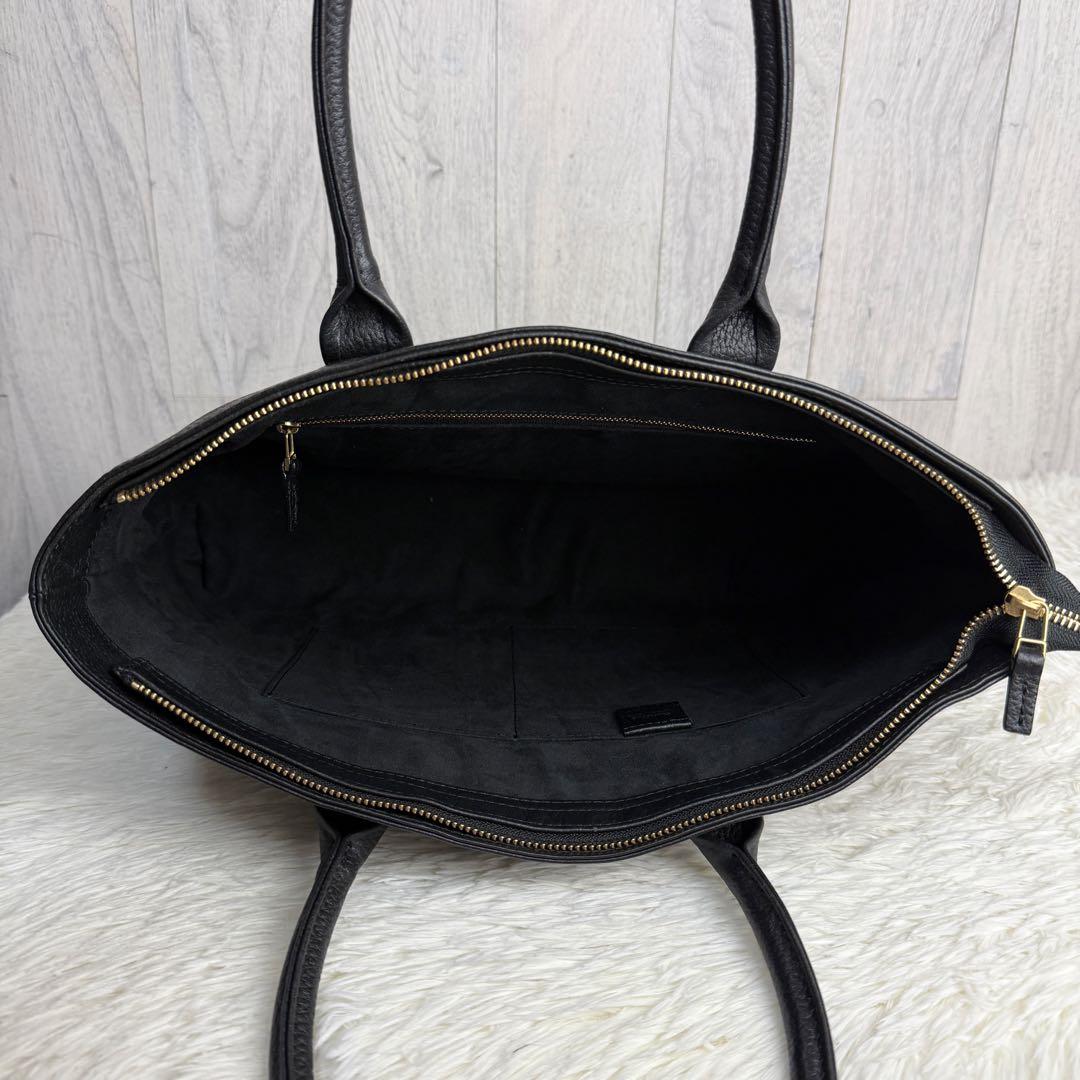 美品♡A4可♡HushTug ハッシュタグ レザー トートバッグ ブラック 黒