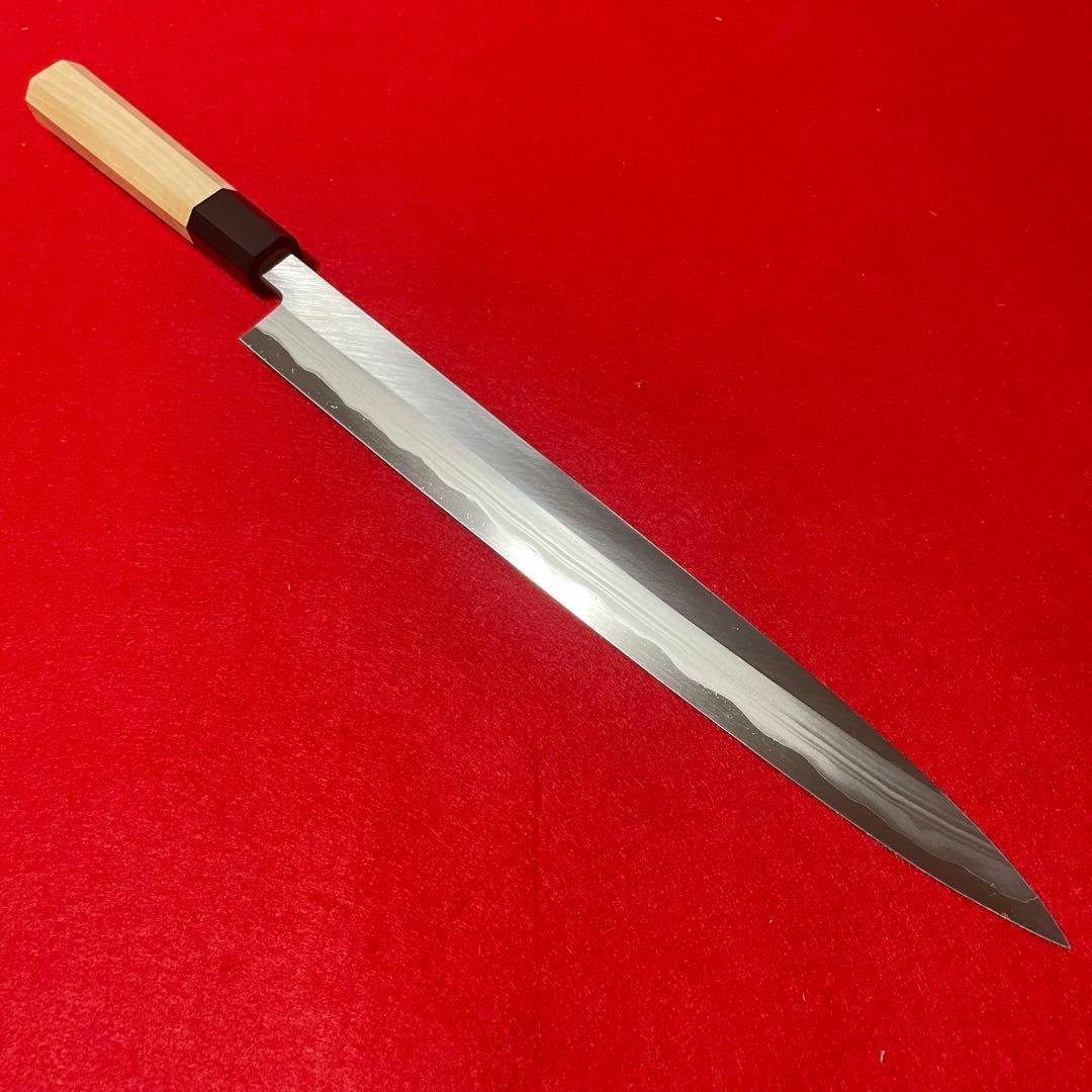 青鋼　柳刃　白木八角　尺