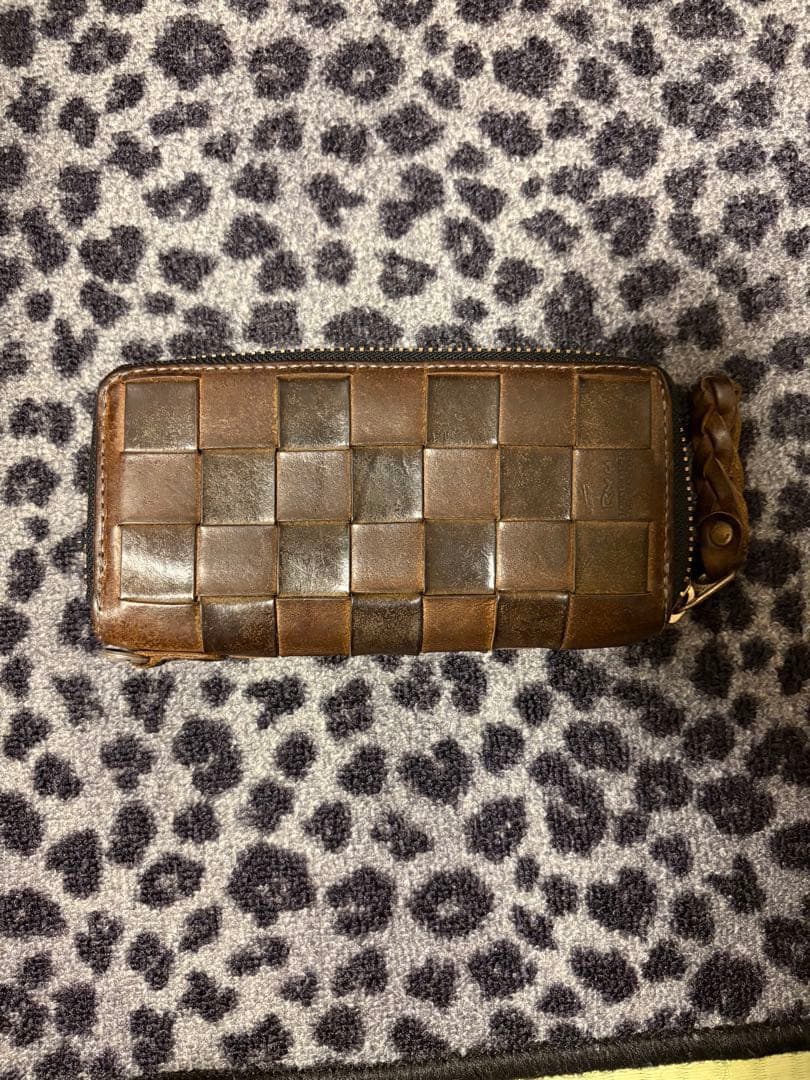 RYU 編み込みレザー長財布 ブラウン