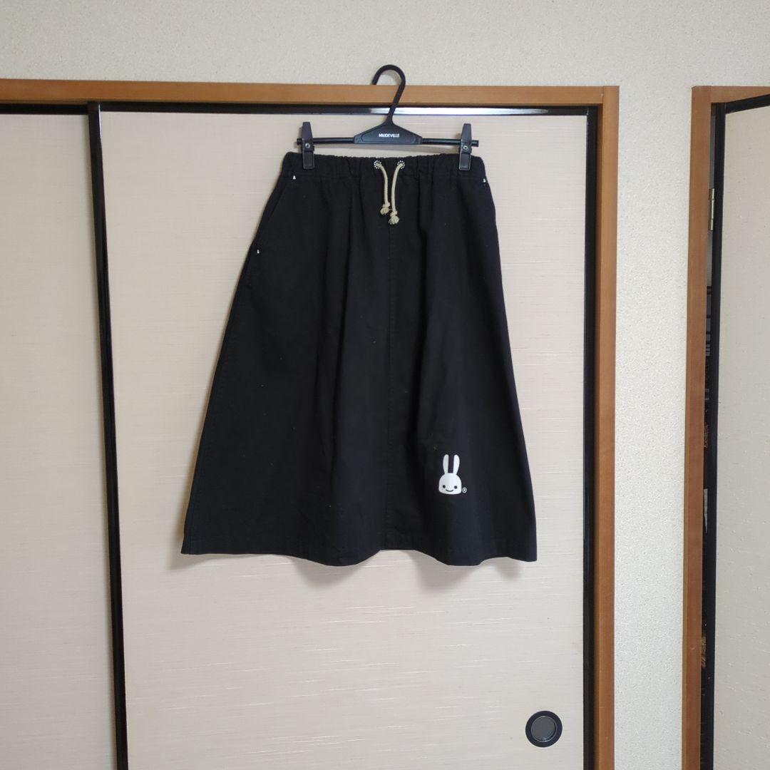 CUNE ウサギ　黒　綿スカート