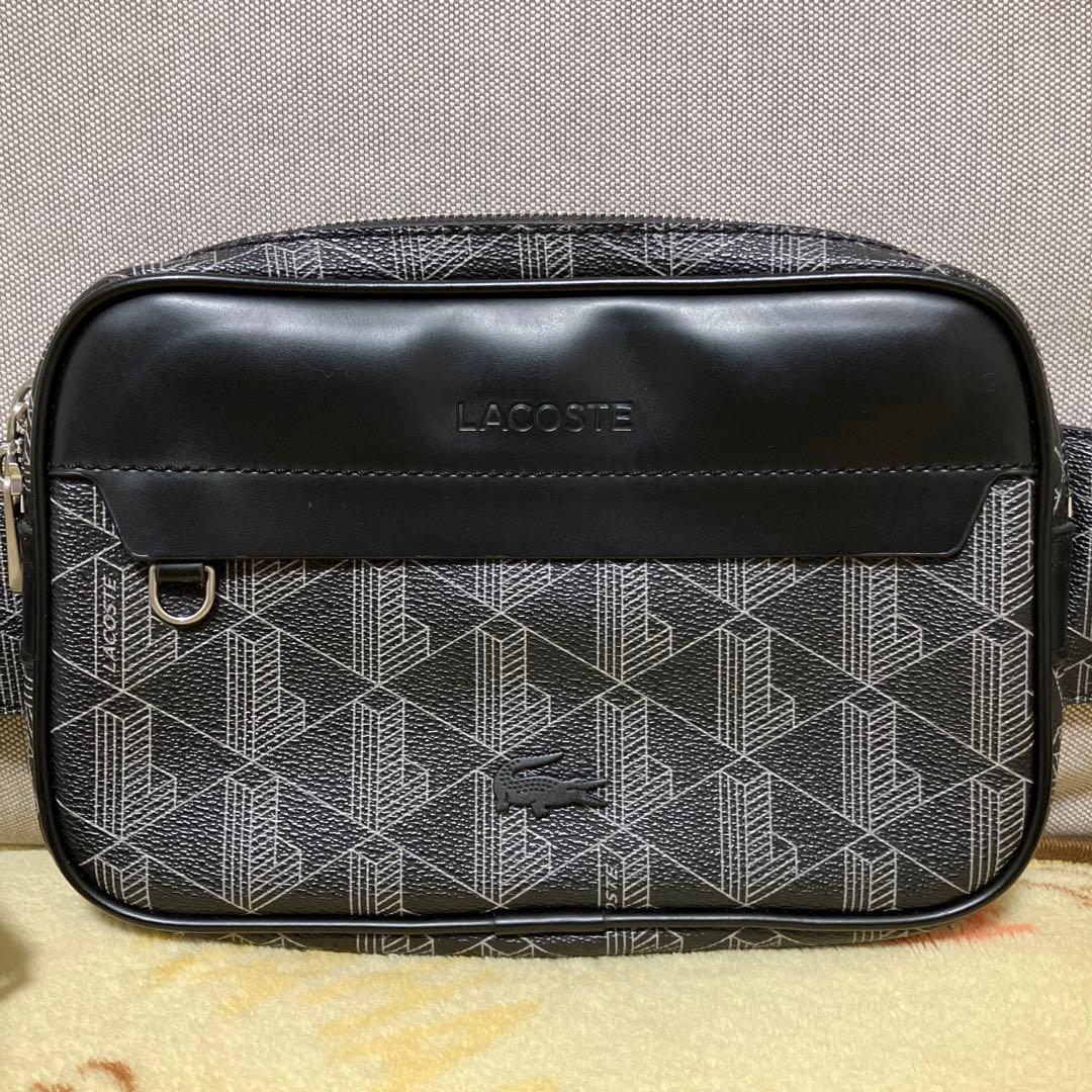 LACOSTE ボディバッグ モノグラム ブラック