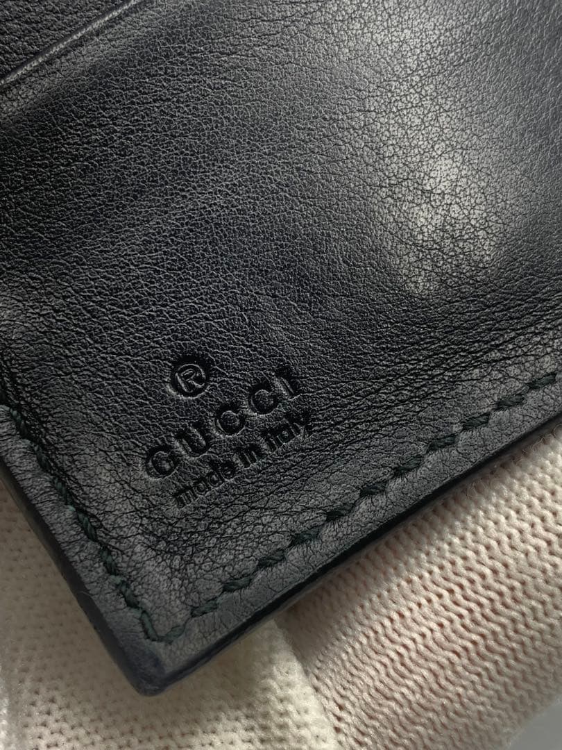 人気　グッチ　折り財布　GGシマ　レザー　ブラック　フラップ　GG柄 P55