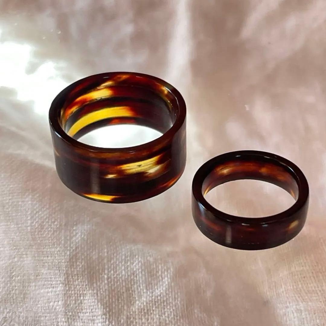 moと様　2点 ◎べっ甲(本物)12㎜幅 18号と6㎜幅8号リング