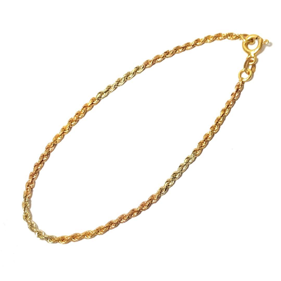 EK184 750刻印 K18 ゴールドツイストチェーンブレスレット