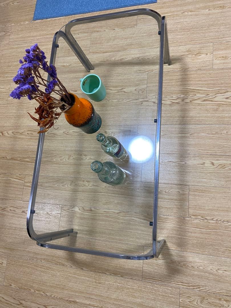 最終　スペースエイジ　ガラステーブル　メタル　モダン　ポストモダン　ヴィンテージ