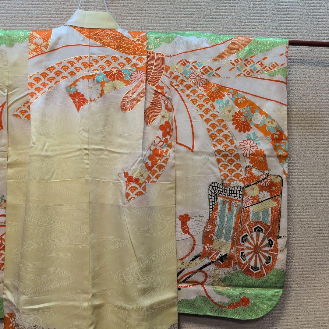 #SWG01.七五三女子７歳振袖飾帯小物付金駒刺繍御所車束ね熨斗吉祥花文金彩逸品