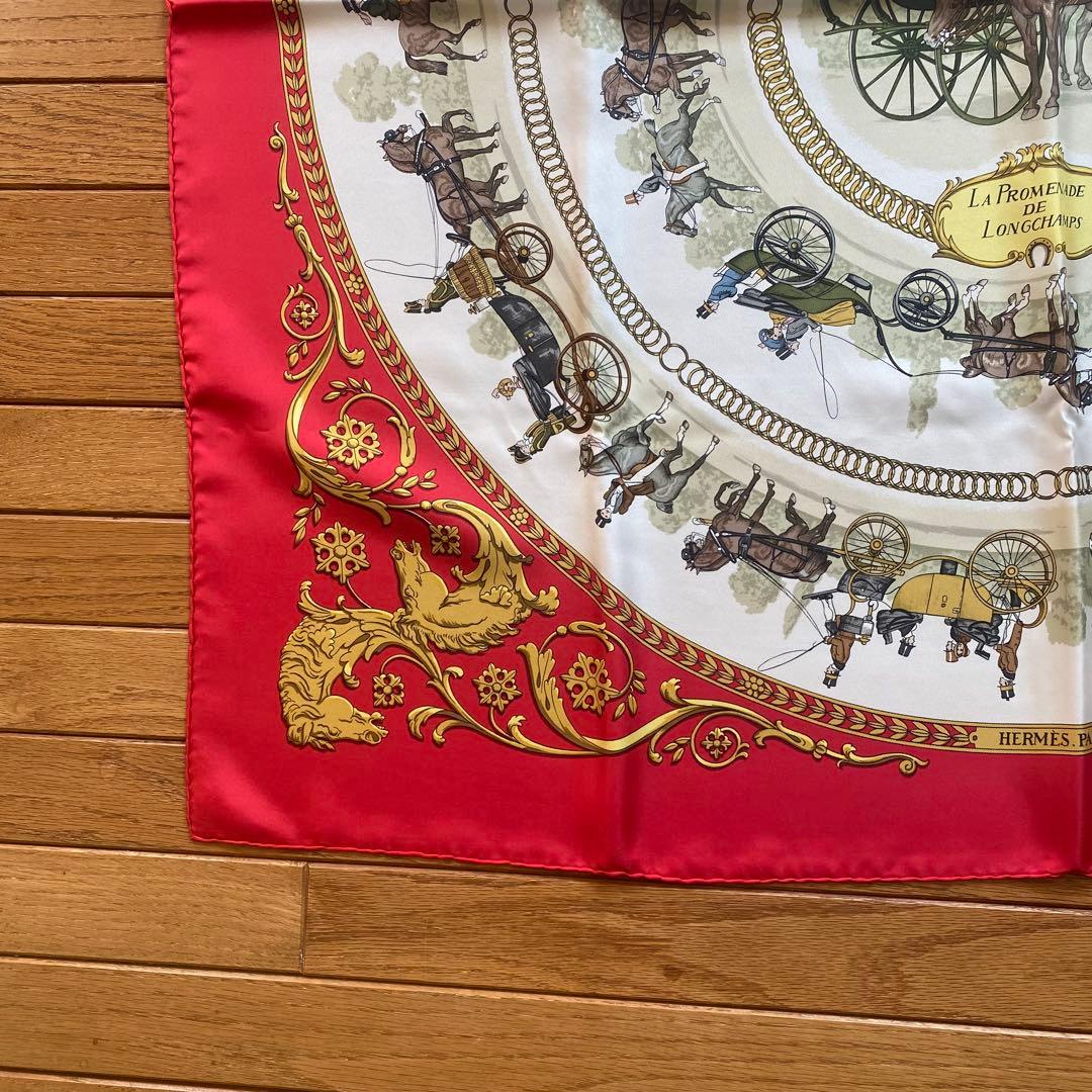 〈美品〉エルメス　スカーフ　LA PROMENADE DE LONGCHAM