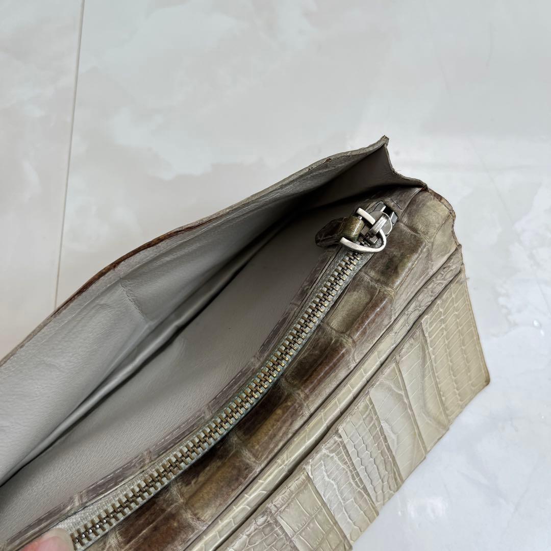 （定価110000円）ヒマラヤ クロコダイル 本革 長財布 希少 高価 ワニ