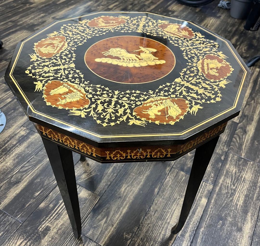 アンティーク オルゴール 天然木 ウッドテーブル 飾台 レトロ 収納 ビンテージ