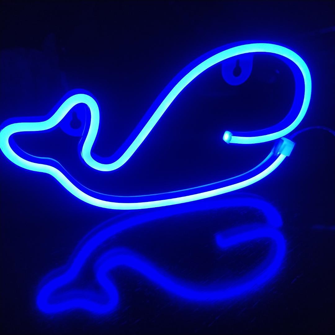 【☆超美品★】　＊クジラのネオンサイン＊　アイスブルー
