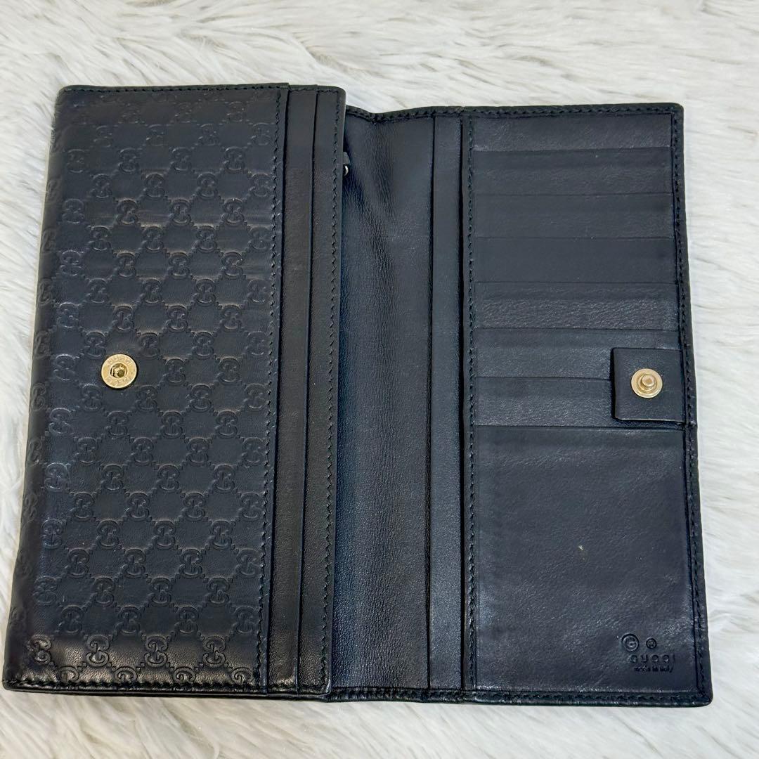 美品✨️GUCCI 長財布 マイクロシマ GG 型押し ロゴ ブラック