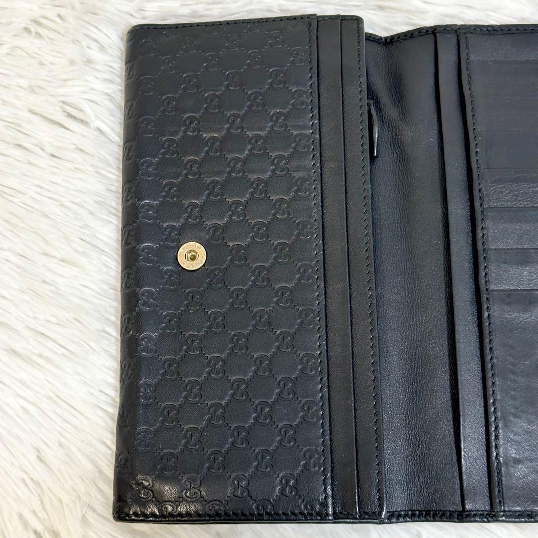 美品✨️GUCCI 長財布 マイクロシマ GG 型押し ロゴ ブラック